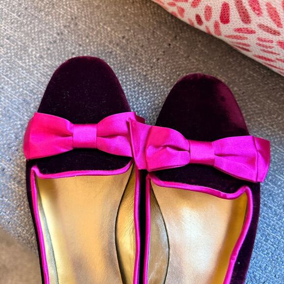 Kate Spade Astaire Velvet Loafer Bow Flat 9M Purple Fuchsia - Picture 4 of 8